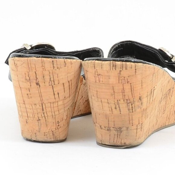 Yellow Box Amber Cork Wedge Moc Croc Buckle Detail Sandals Size 11 - Picture 6 of 10